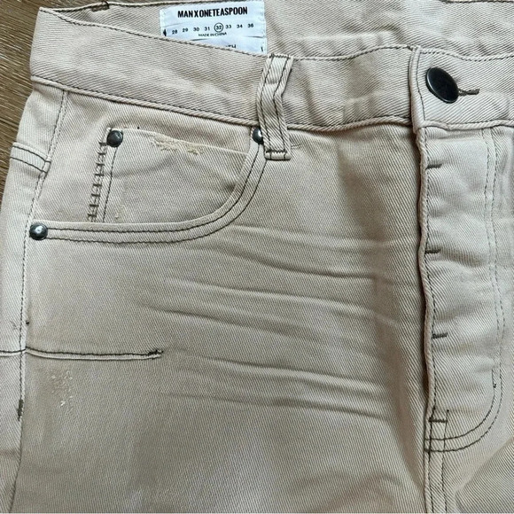 NWT Man x One Teaspoon Mr. Blues Light Stone Cut Off Button Fly Jeans Size 32L - Picture 8 of 10